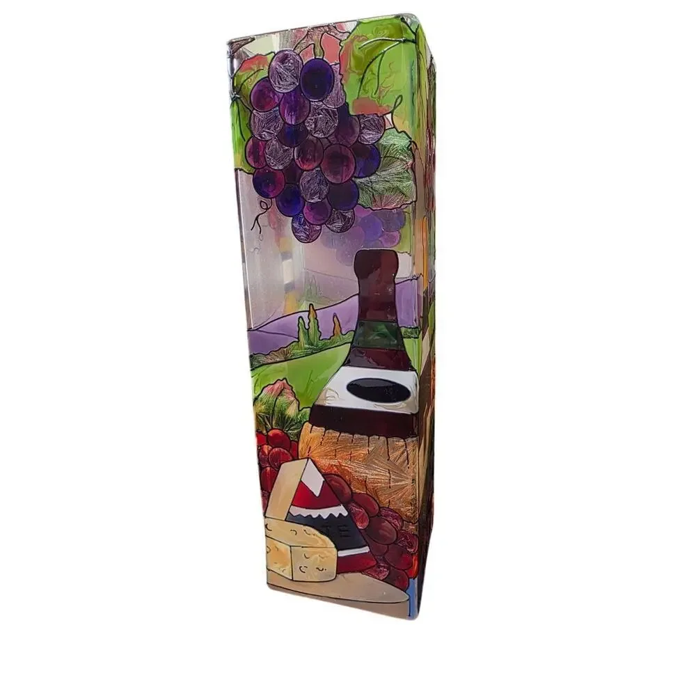 Joan Baker Hand Painted Wine & Cheese Glass Vase 10